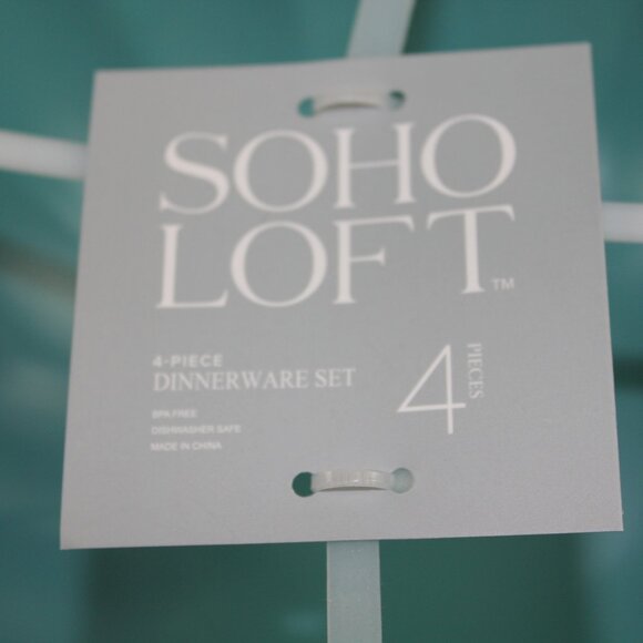 Soho Loft Bowls Teal Rustic Scalloped Set of 4 Melamine 7.5" Cereal Brown NWT - Picture 2 of 5